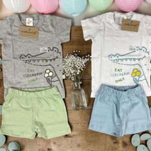 Conjunto Algodon (Remera con estampa y short) “Naranjo” T.(2 al 6)(Hasta los 2 años) Art.5136