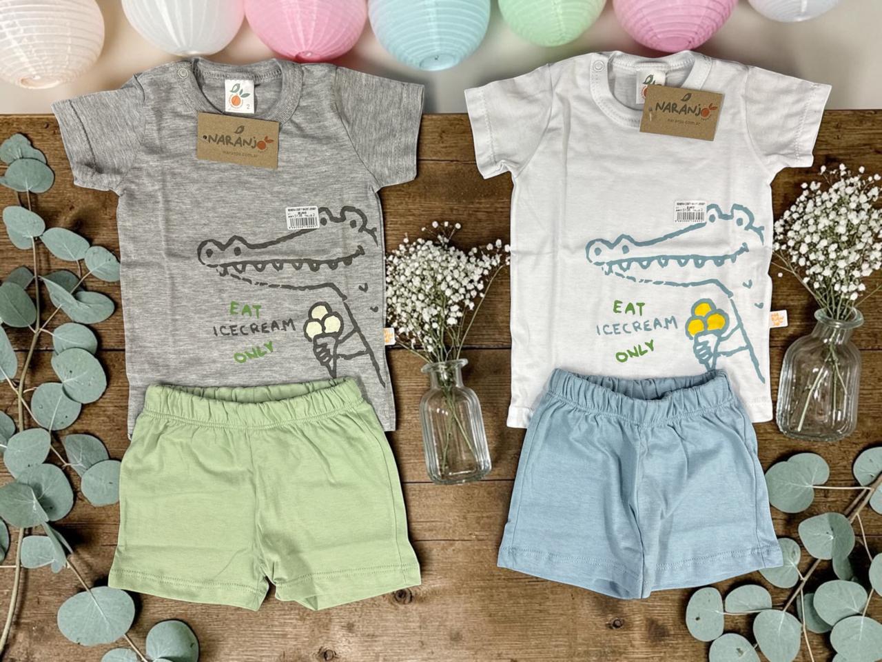 Conjunto Algodon (Remera con estampa y short) “Naranjo” T.(2 al 6)(Hasta los 2 años) Art.5136