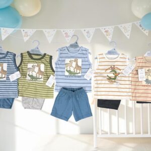 Conjunto Algodon Sin Manga Rayado Mini Dreams T.(6-9-12-18 meses) Art.774