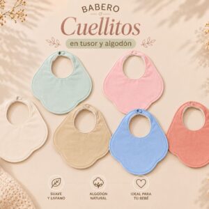 Babero Doble (Tusor y Algodon) “Lola” Pack x 12 Surtido de colores