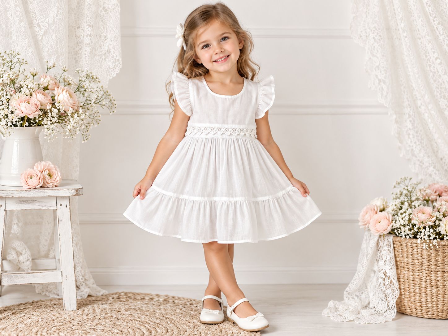 Vestido Batista con Guipiur “Andy” T.(2-4-6)(Hasta 3/4 años aprox)
