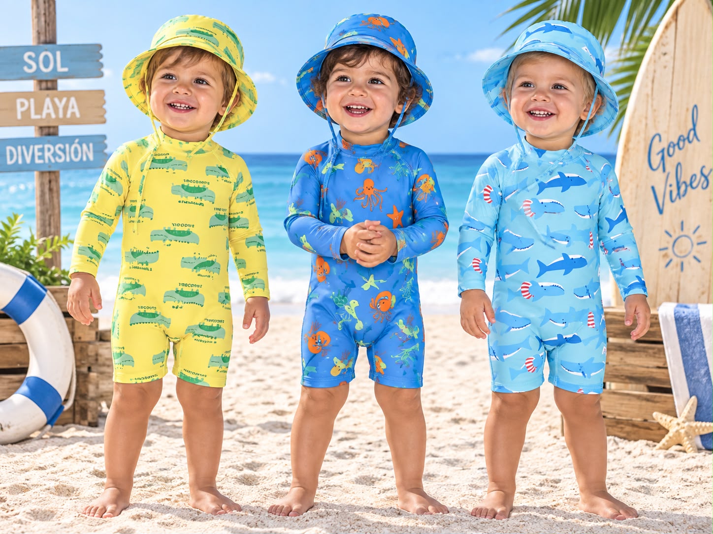 Entero UV Estampado Nene CON PILUSO "Big Bay" T.(6 a 9, 9 a 12, 18, 24 y 36 meses) Art.16