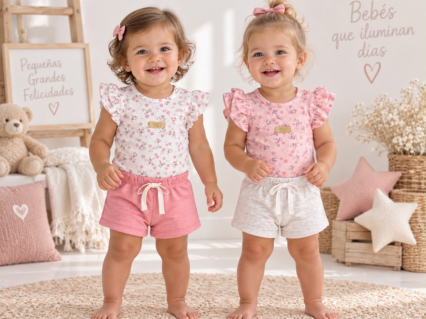 Conjunto (Body Labrado extensible + Short rustico) Yaby T.(0-3/3-6/6-9/9-12/12-18 meses) Art.27024