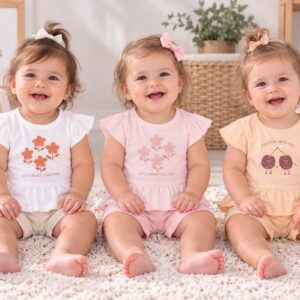 Conjunto (Remera Algodon con volados y Short Plumeti) Mini Dreams T.(6-9-12-18 meses) Art.762