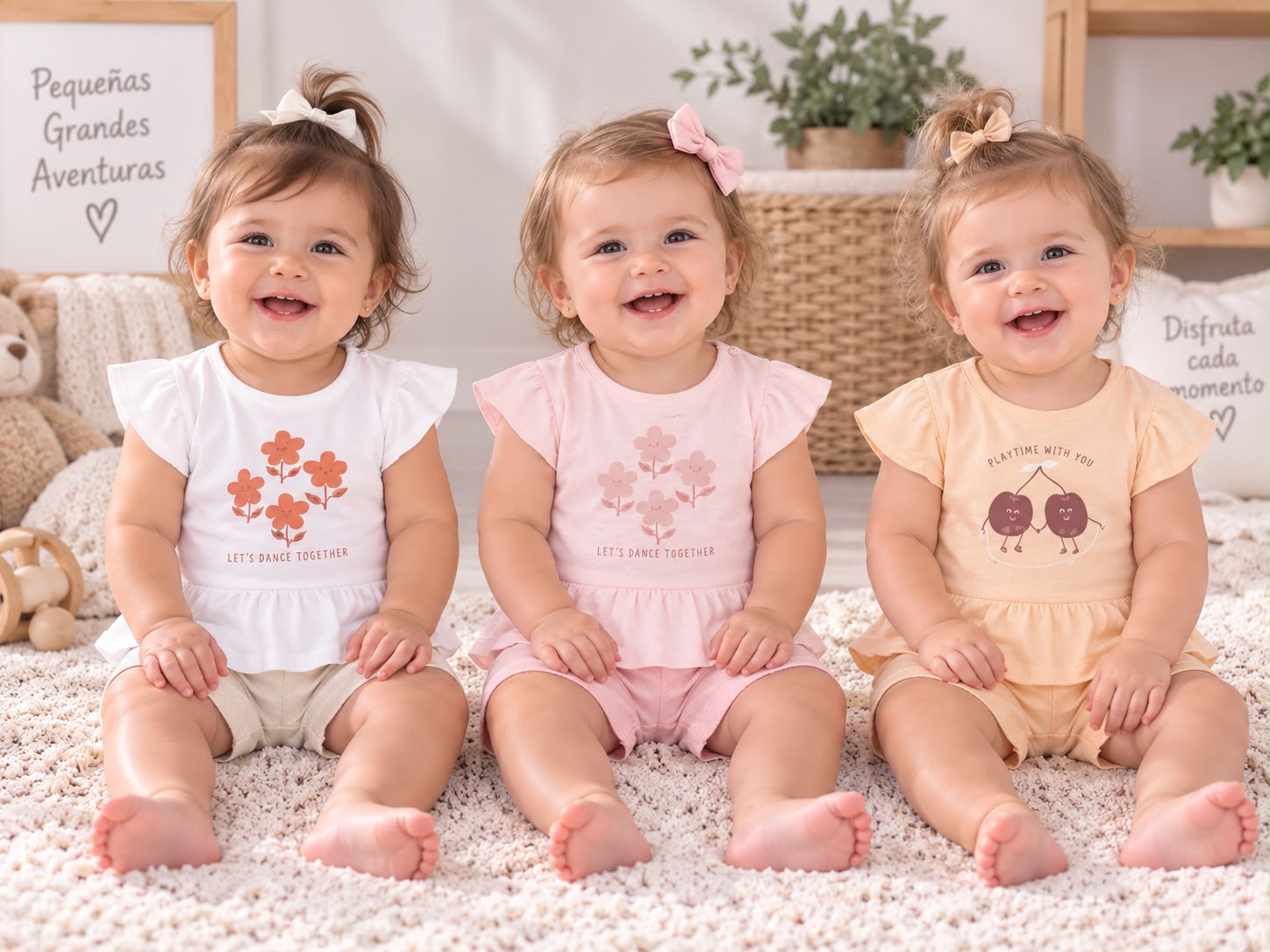 Conjunto (Remera Algodon con volados y Short Plumeti) Mini Dreams T.(6-9-12-18 meses) Art.762