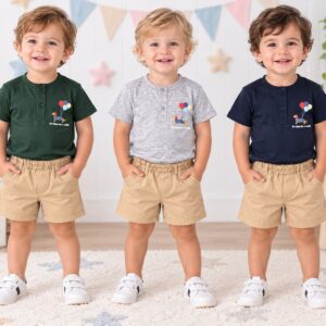 Conjunto "Bibis" (Remera con boton + Short Gabardina) T.(2 al 5)(Hasta 3 años)