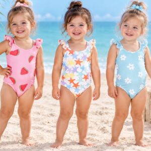 Malla entera UV beba con volados + scrunchie para el pelo "Big Bay" T.(6 a 9, 9 a 12, 18, 24 y 36 meses) Art.45-1 (En bolsa de ziploc)