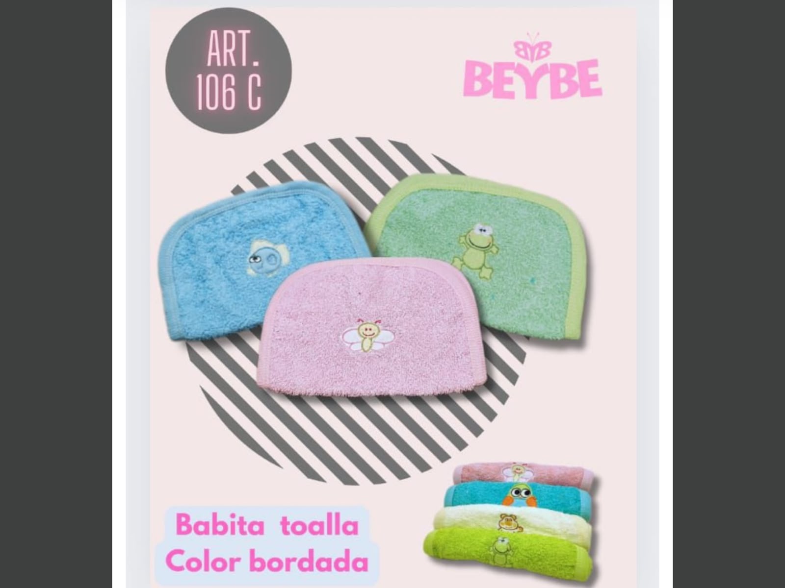 Babita Toalla COLOR Bordada Beybe Art.106C Pack x 12