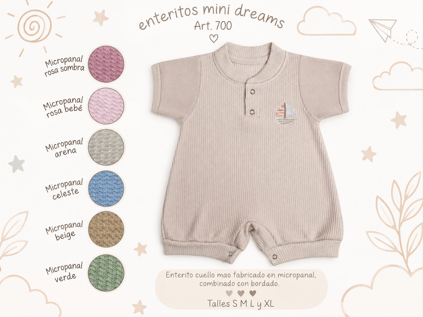 Entero Cuello Mao “Micropanal” Mini Dreams T.(S-M-L-XL) Art.700