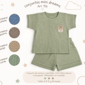 Conjunto (Remera y Short)“Micropanal” Mini Dreams T.(6-9-12-18 meses) Art.756