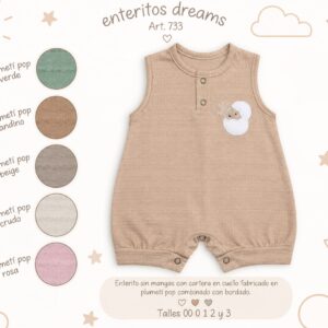 Entero Sin Manga Cuello Mao “Plumeti” Dreams T.(00 al 3) Art.733