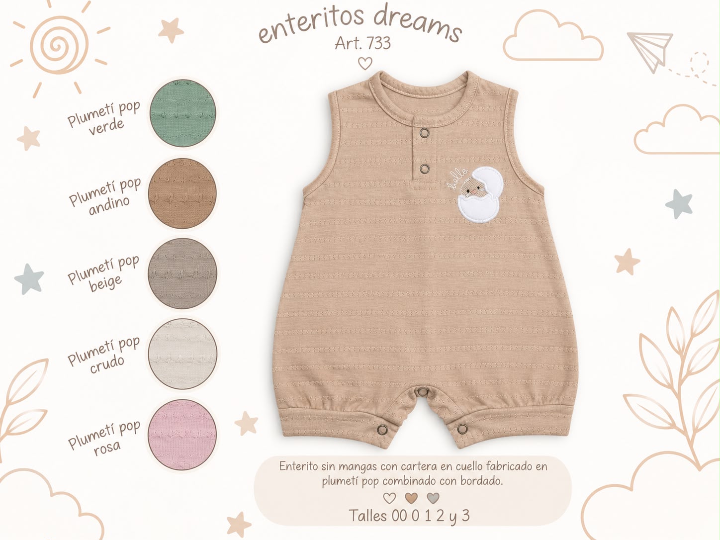 Entero Sin Manga Cuello Mao “Plumeti” Dreams T.(00 al 3) Art.733
