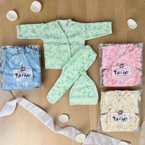 Set Ajuar 3 piezas Estampado (Batita, medio oso y gorro) "Tatito" T.(0 y 1) Art.601 Pack x 6