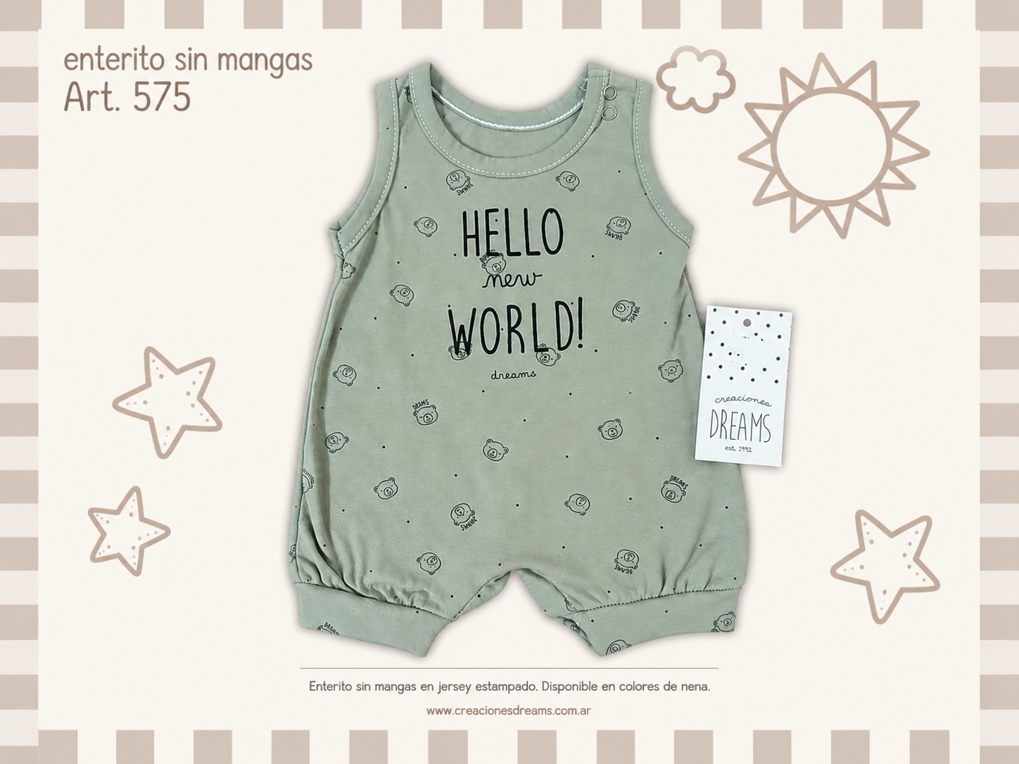 Entero Sin Manga NENE “Mini Dreams” T.(S-M-L-XL) Art.575 SURTIDO DE COLORES-OFERTA PRETEMPORADA