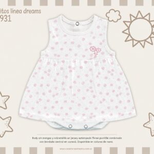 Body Vestido Sin Mangas Algodon “Dreams” T.(0 al 3) Art.931 SURTIDO DE COLORES-OFERTA PRETEMPORADA