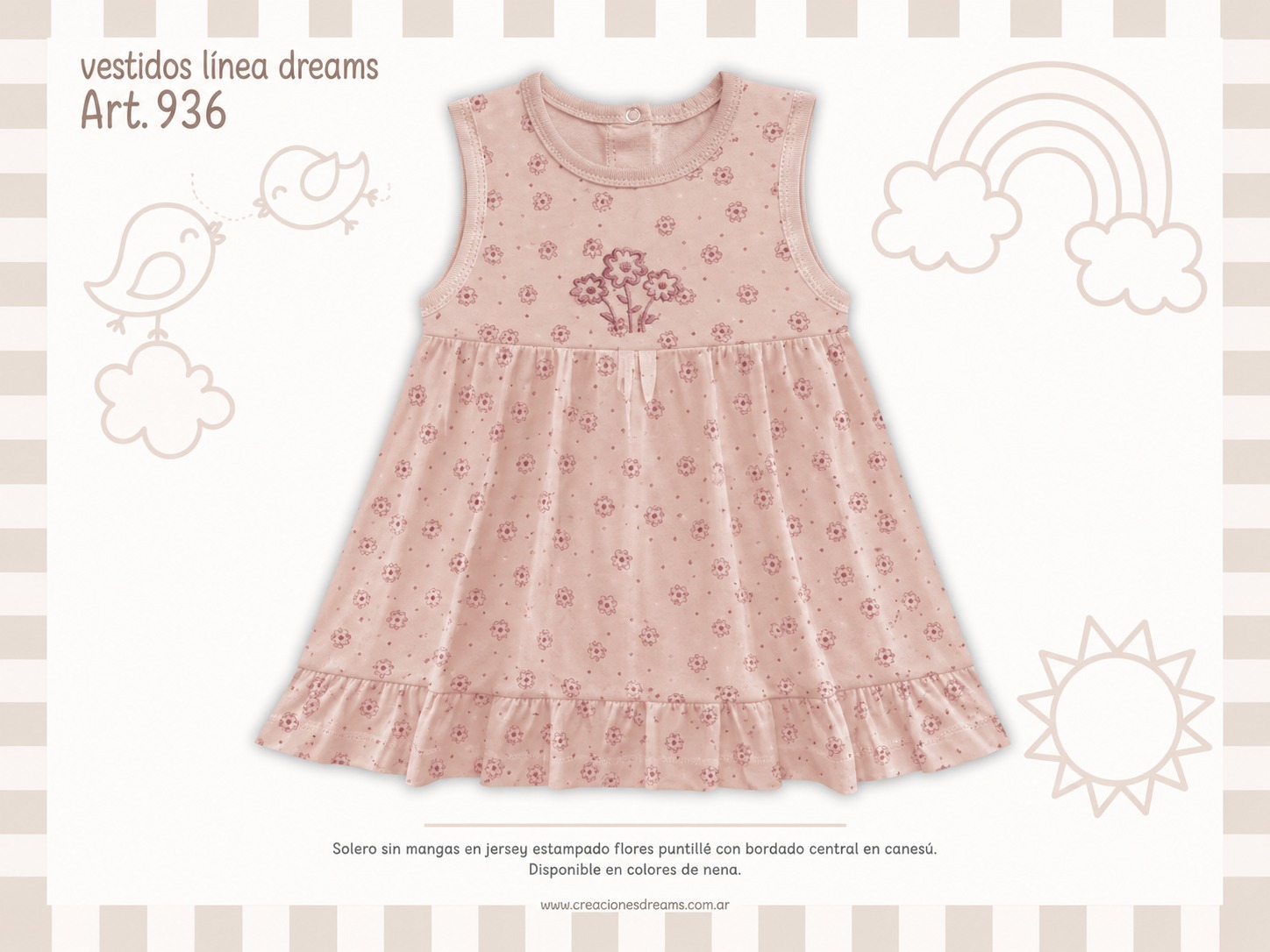Solero Algodon Bordado “Dreams” T.(0 al 3) Art.936 SURTIDO DE COLORES-OFERTA PRETEMPORADA