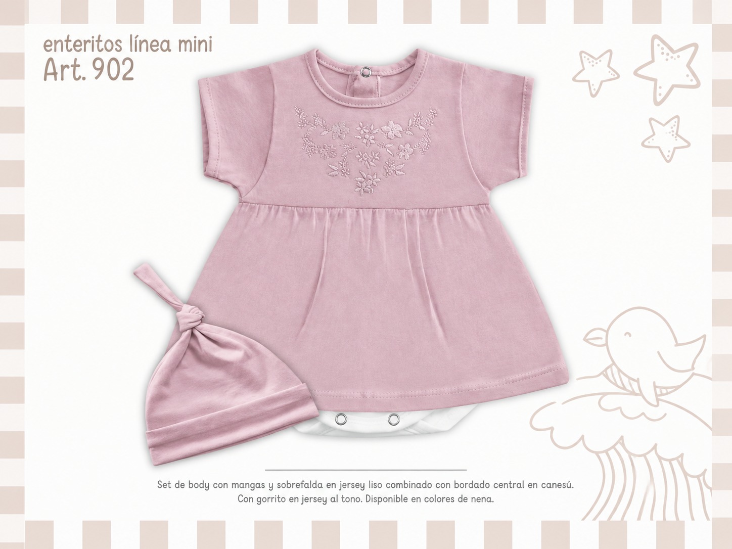 Body Vestido Algodon Con Gorro “Mini Dreams” T.(S-M-L-XL) Art.902 SURTIDO DE COLORES-OFERTA PRETEMPORADA