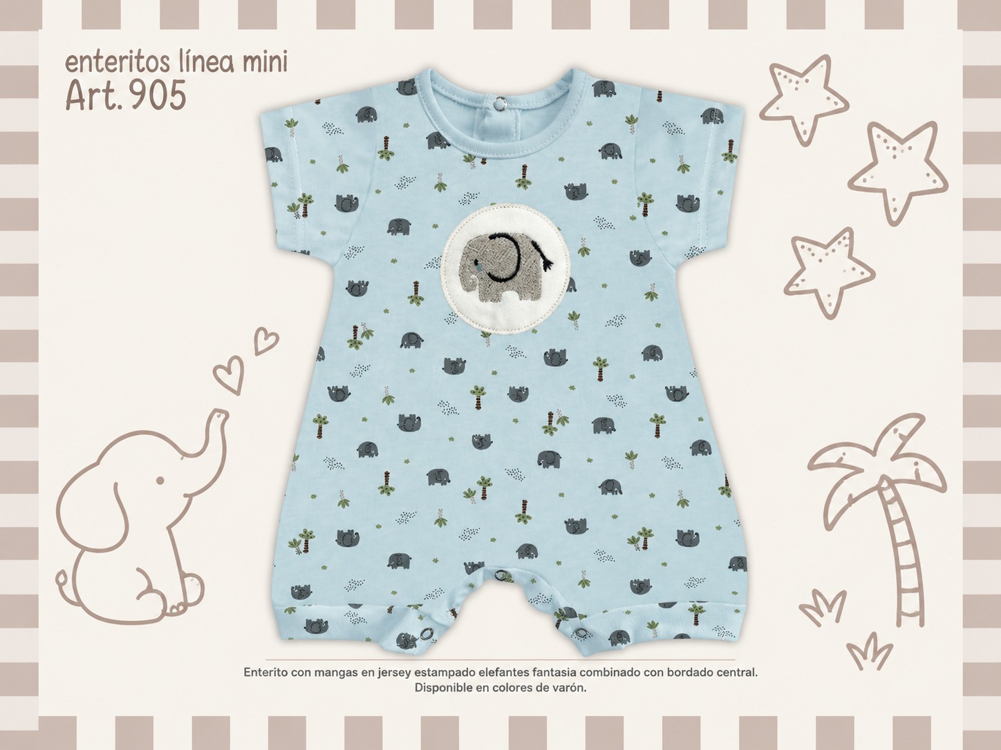Entero manga corta NENE bordado “Mini Dreams” T.(S-M-L-XL) Art.905 SURTIDO DE COLORES-OFERTA PRETEMPORADA