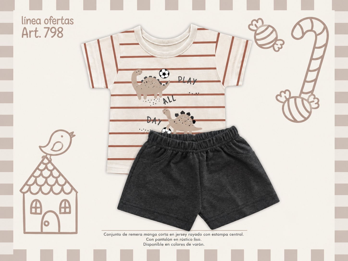 Conjunto (Remera Y Short)“Algodon” Mini Dreams T.(6-9-12-18 Meses) Art.798 SURTIDO DE COLORES-OFERTA PRETEMPORADA