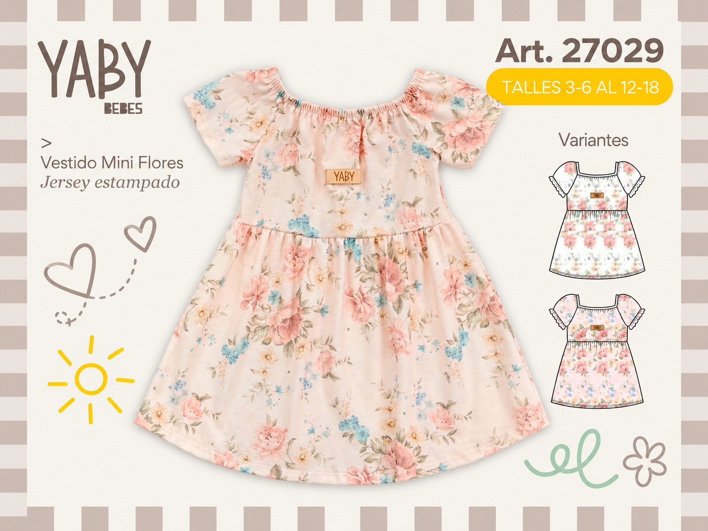 Vestido Algodon Estampado “Yaby” T.(3-6/6-9/9-12/12-18 meses) Art.27029