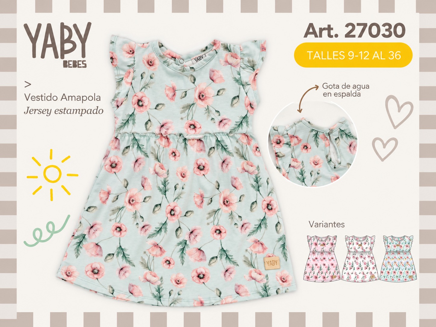 Vestido Algodon Estampado “Yaby” T.(9-12/12-18/24/36 meses) Art.27030