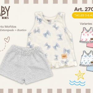 Conjunto (Musculosa con Volados + Short Rustico) “Yaby” T.(3-6/6-9/9-12/12-18 meses) Art.27053