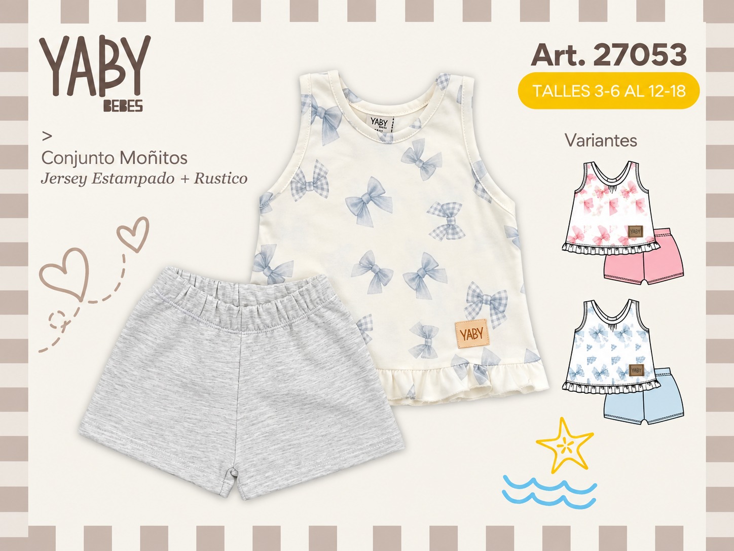 Conjunto (Musculosa con Volados + Short Rustico) “Yaby” T.(3-6/6-9/9-12/12-18 meses) Art.27053