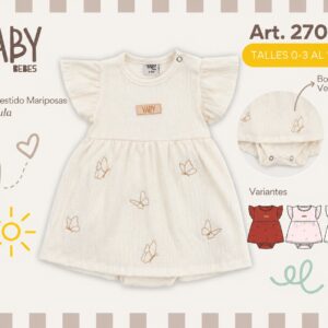 Body vestido “Bambula” con volados Yaby T.(0-3/3-6/6-9/9-12/12-18 meses) Art.27020