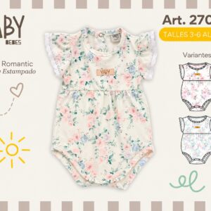 Body estampado con volados “Yaby” T.(3-6/6-9/9-12/12-18 meses) Art.27016