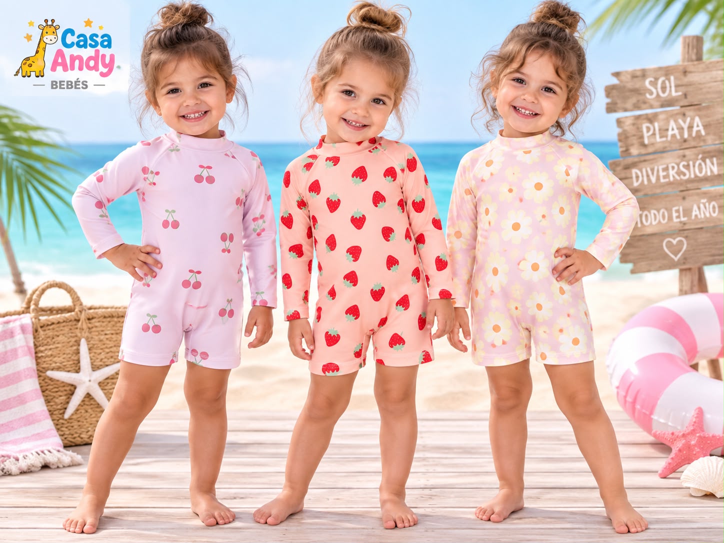 Entero UV Estampado Nena “Big Bay” T.(6 a 9, 9 a 12, 18, 24 y 36 meses) Art.12-1