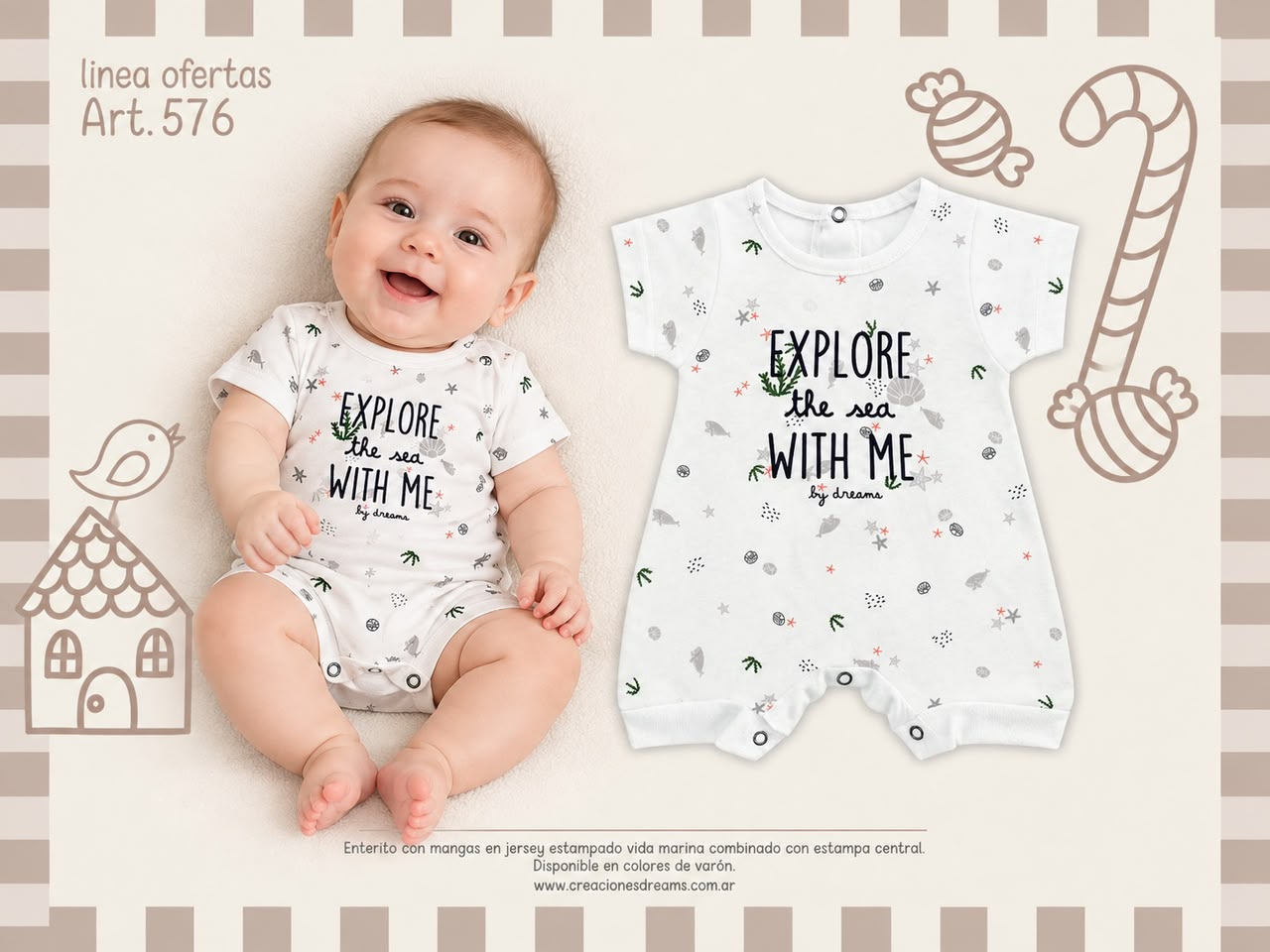 Entero manga corta NENE “Mini Dreams” T.(S-M-L-XL) Art.576 SURTIDO DE COLORES-OFERTA PRETEMPORADA