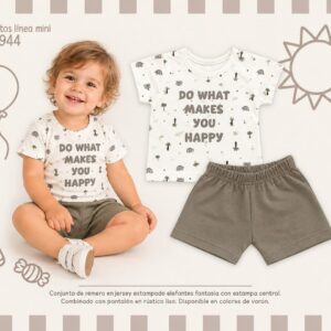 Conjunto (Remera Y Short) “Algodon” Mini Dreams T.(6-9-12-18 Meses) Art.944 SURTIDO DE COLORES-OFERTA PRETEMPORADA