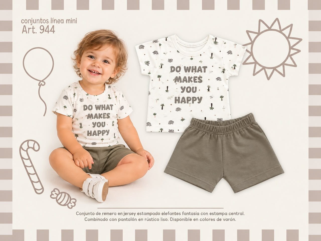 Conjunto (Remera Y Short) “Algodon” Mini Dreams T.(6-9-12-18 Meses) Art.944 SURTIDO DE COLORES-OFERTA PRETEMPORADA