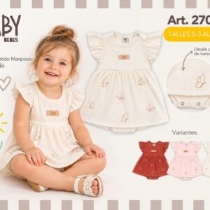 Body vestido “Bambula” con volados Yaby T.(0-3/3-6/6-9/9-12/12-18 meses) Art.27020