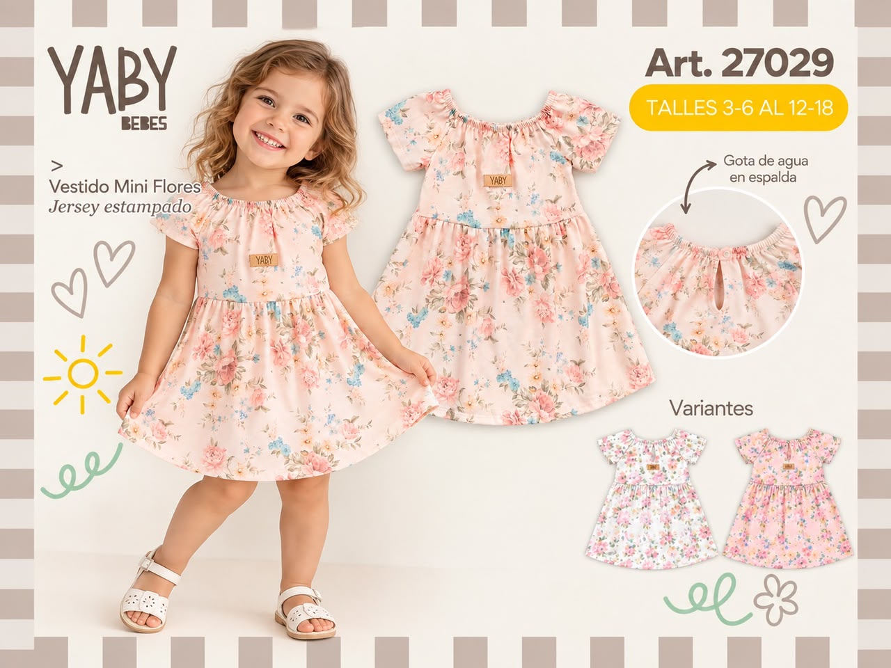 Vestido Algodon Estampado “Yaby” T.(3-6/6-9/9-12/12-18 meses) Art.27029