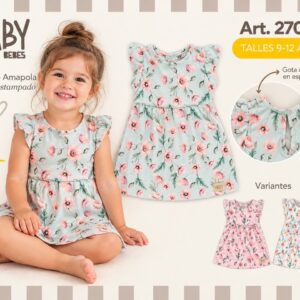 Vestido Algodon Estampado “Yaby” T.(9-12/12-18/24/36 meses) Art.27030