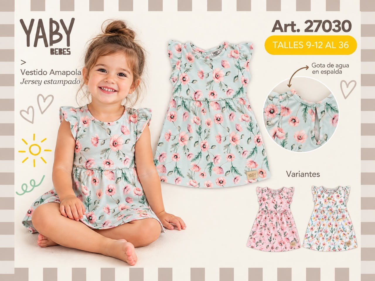 Vestido Algodon Estampado “Yaby” T.(9-12/12-18/24/36 meses) Art.27030