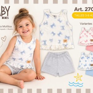 Conjunto (Musculosa con Volados + Short Rustico) “Yaby” T.(3-6/6-9/9-12/12-18 meses) Art.27053
