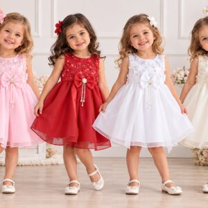 Vestido de fiesta con moño "Mariposas" Mariela Babies T.(1 al 5)(Hasta los 3 años)