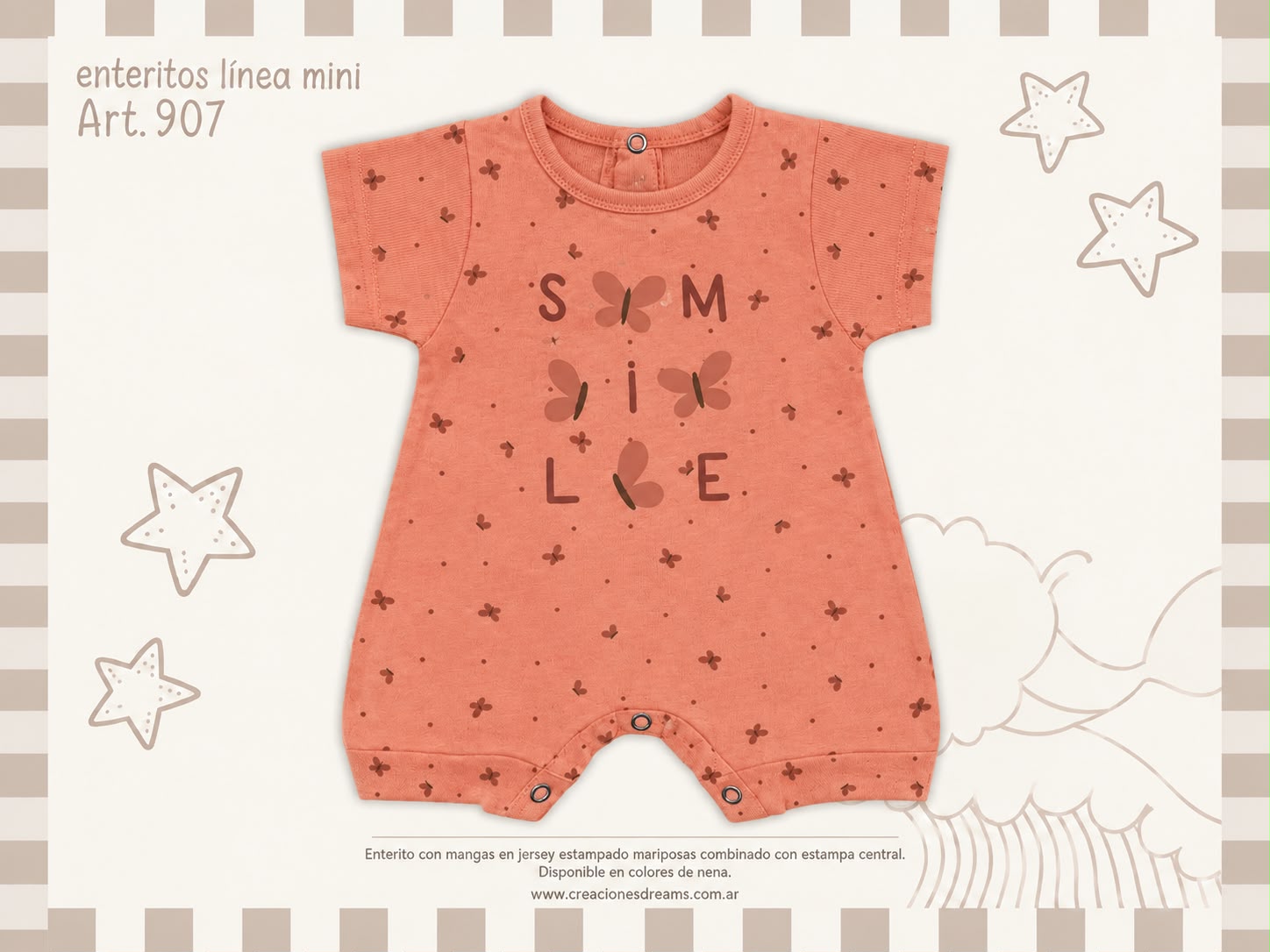 Entero manga corta NENA “Mini Dreams” T.(S-M-L-XL) Art.907 SURTIDO DE COLORES-OFERTA PRETEMPORADA