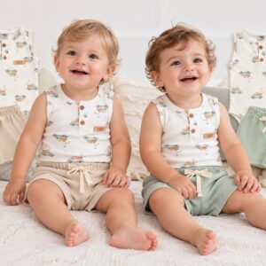 Conjunto (Body Sin manga + Short Waffle) Yaby T.(0-3/3-6/6-9/9-12/12-18 meses) Art.27039
