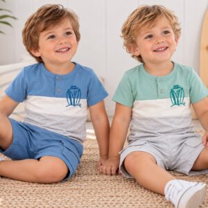 Conjunto (Remera Cuello Mao + Short Rustico) “Yaby” T.(9-12/12-18/24/36 meses) Art.27013