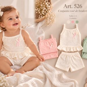 Conjunto “Broderie” (Solero con Bretel + Short) Micky Baby T.(1 al 4) Art.526