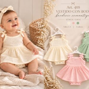 Body vestido con bretel “Broderie” Micky Baby T.(1-2-3) Art.405