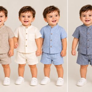 Conjunto "Jaspeado" Liso Camisa y Short “Magali babies” T.(2 al 6)
