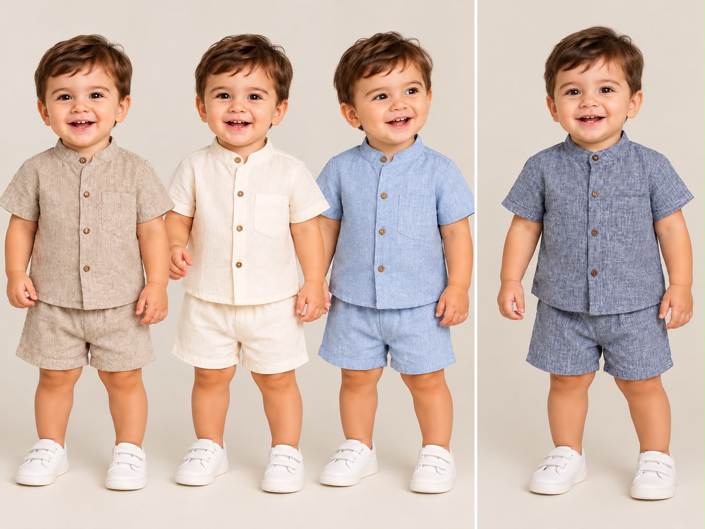 Conjunto "Jaspeado" Liso Camisa y Short “Magali babies” T.(2 al 6)
