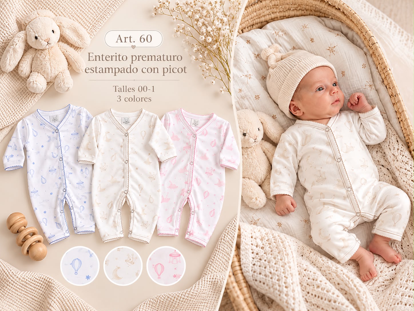 Entero Prematuro Estampado “Picot” Micky Baby T.(000-00-0) Art.60