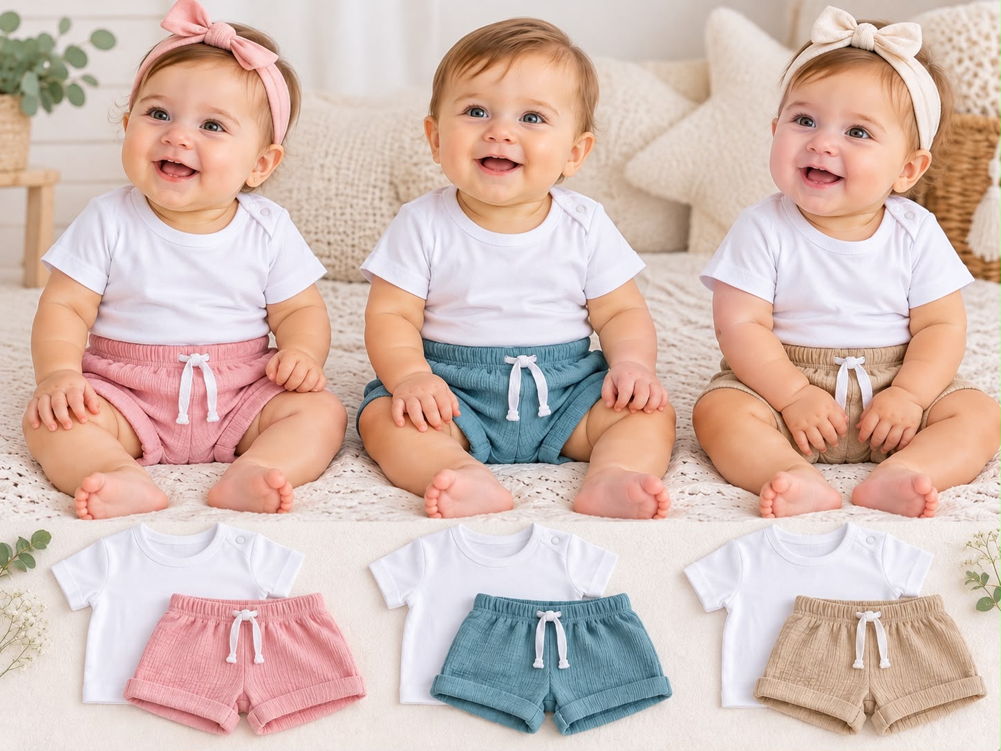 Conjunto (Remera + Short Hawaii) July Baby T.(0-3/3-6/6-9 meses)