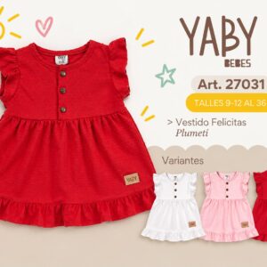Vestido “Plumeti” Cuello Mao YABY T.(9-12/12-18/24 y 36 meses) Art.27031