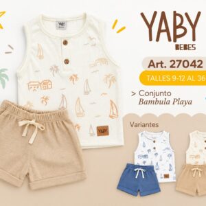 Conjunto estampado “Bambula” (Musculosa cuello mao + Short) YABY T.(9-12/ 12-18/ 24 y 36 meses) Art.27042